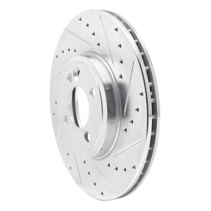 Mini Cooper Brake Rotor (1) - Front Right - R1 Concepts - Drilled & Slotted - Silver - `02-`06